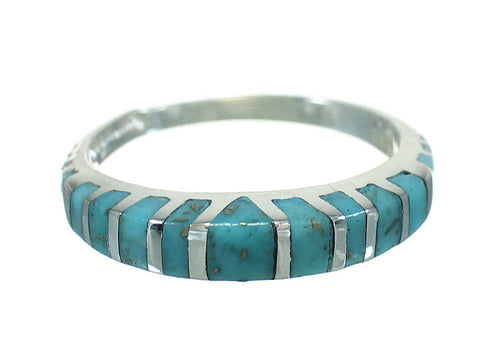 Genuine Sterling Silver Turquoise Inlay Jewelry Ring Size 5-1/4 RX86597